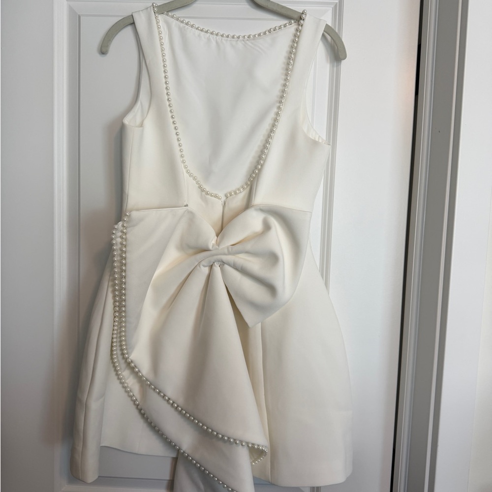 White Sleeveless A-Line Mini Dress - Picture 4 of 5